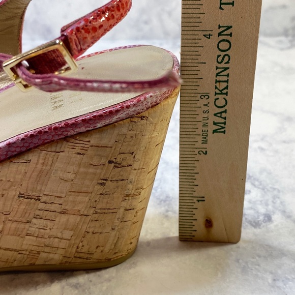 Stuart Weitzman Snakeskin Cork Wedges 6 - Picture 9 of 11